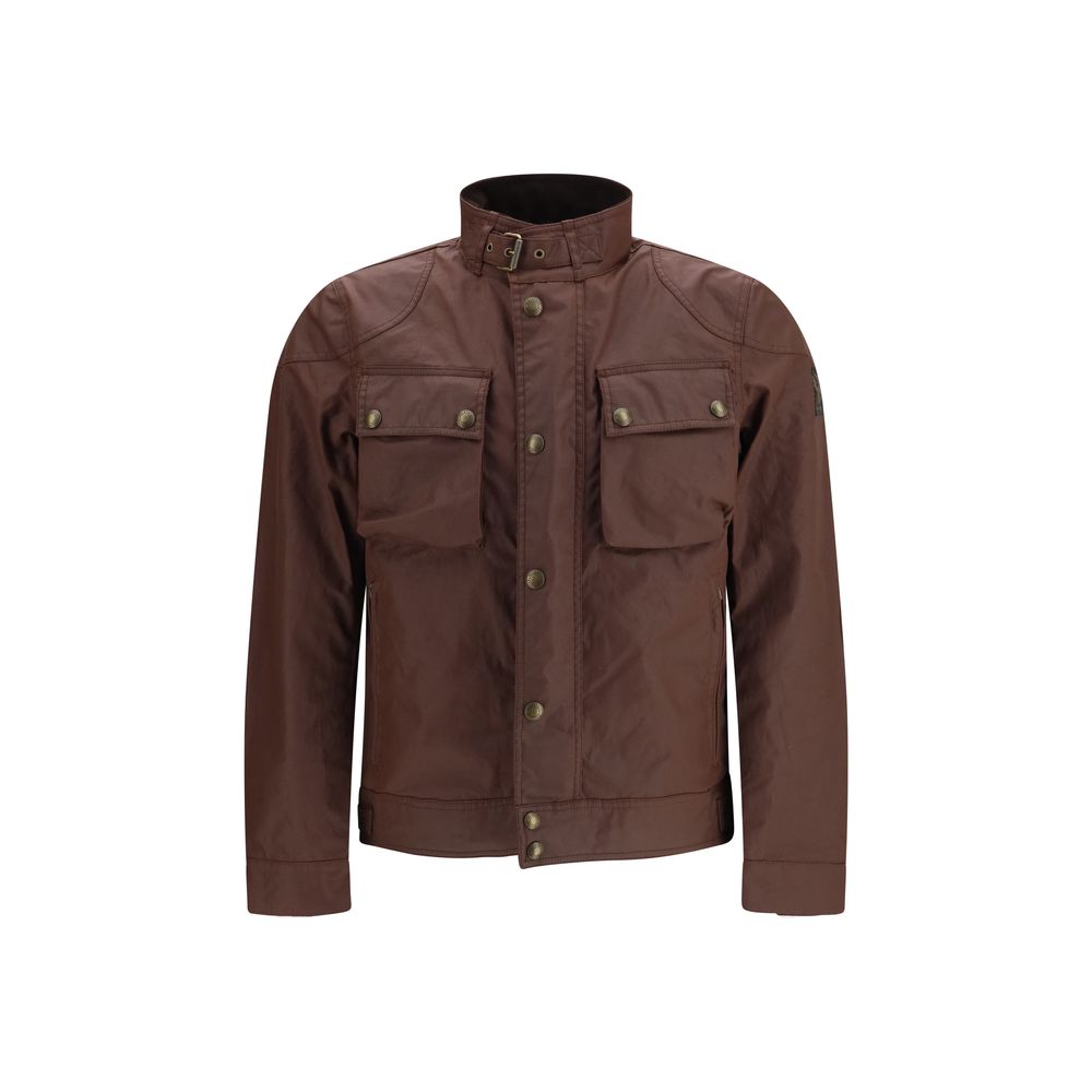 Brown Cotton Biker Jacket