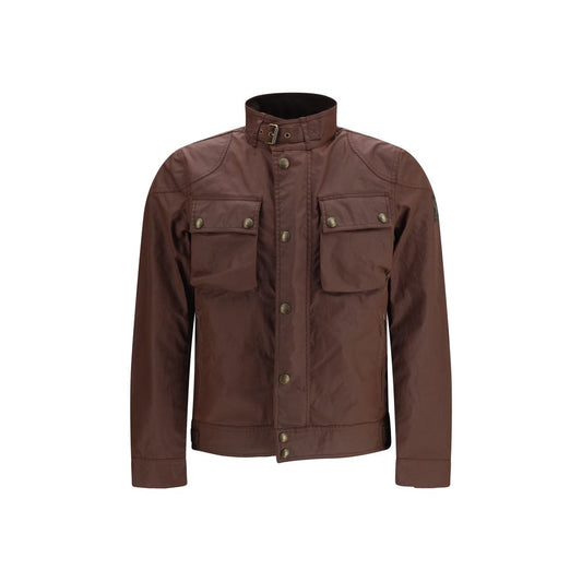 Brown Cotton Biker Jacket