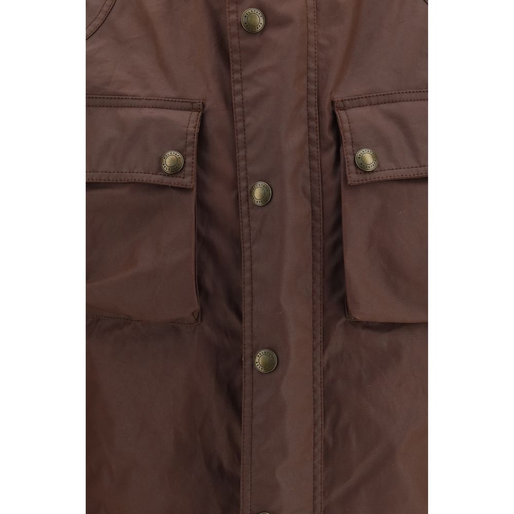 Brown Cotton Biker Jacket
