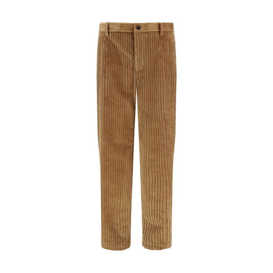 Brown Cotton Casual Pants