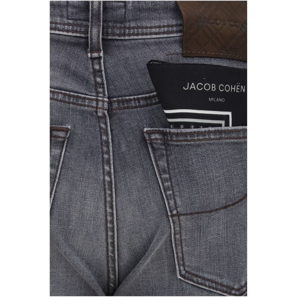 Gray Cotton Straight-Leg Jeans