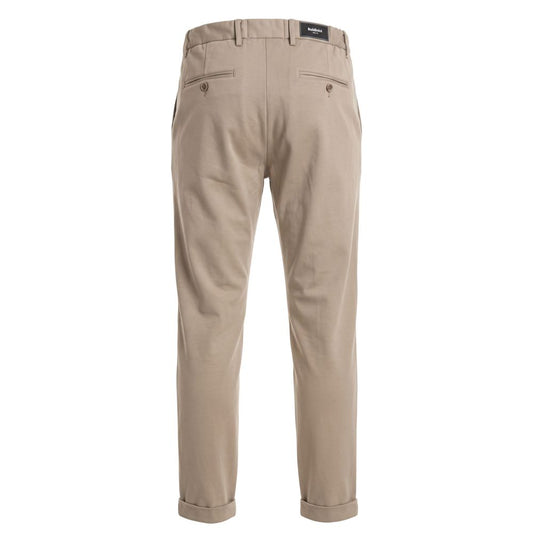 Beige Viscose Men Pants