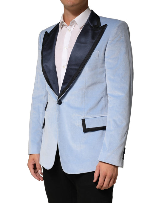 Blue Cotton Formal Single Breasted Jacket