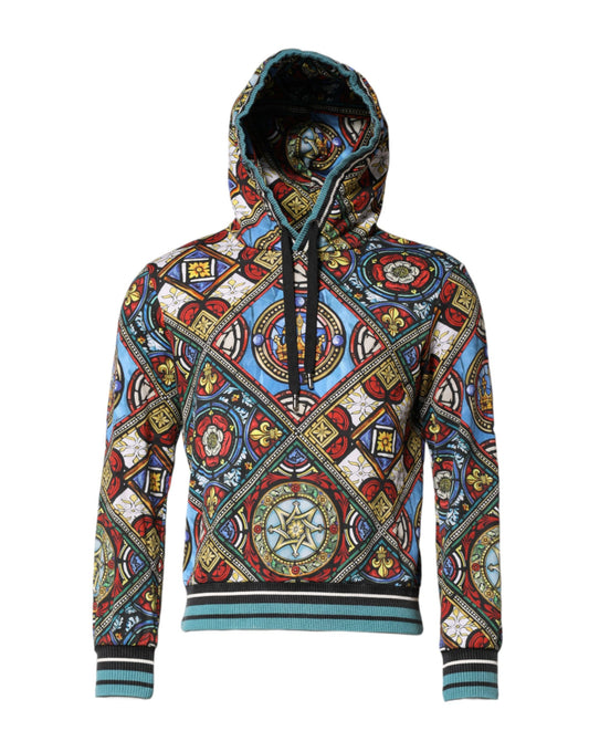 Multicolor Printed Hooded Sweatshirt Sweater