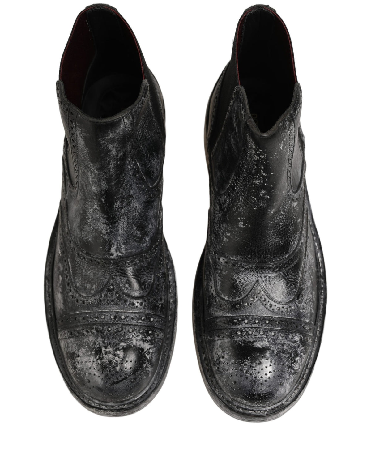 Black Gray Leather Ankle Chelsea Boots Shoes