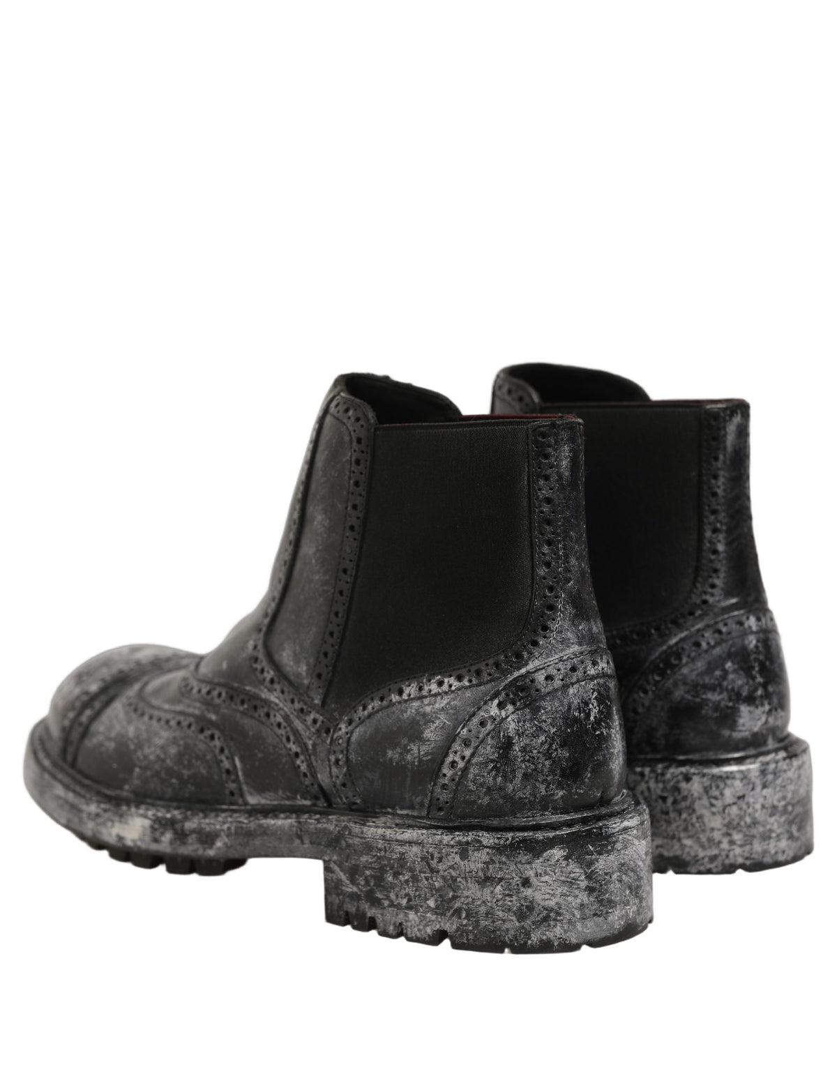 Black Gray Leather Ankle Chelsea Boots Shoes