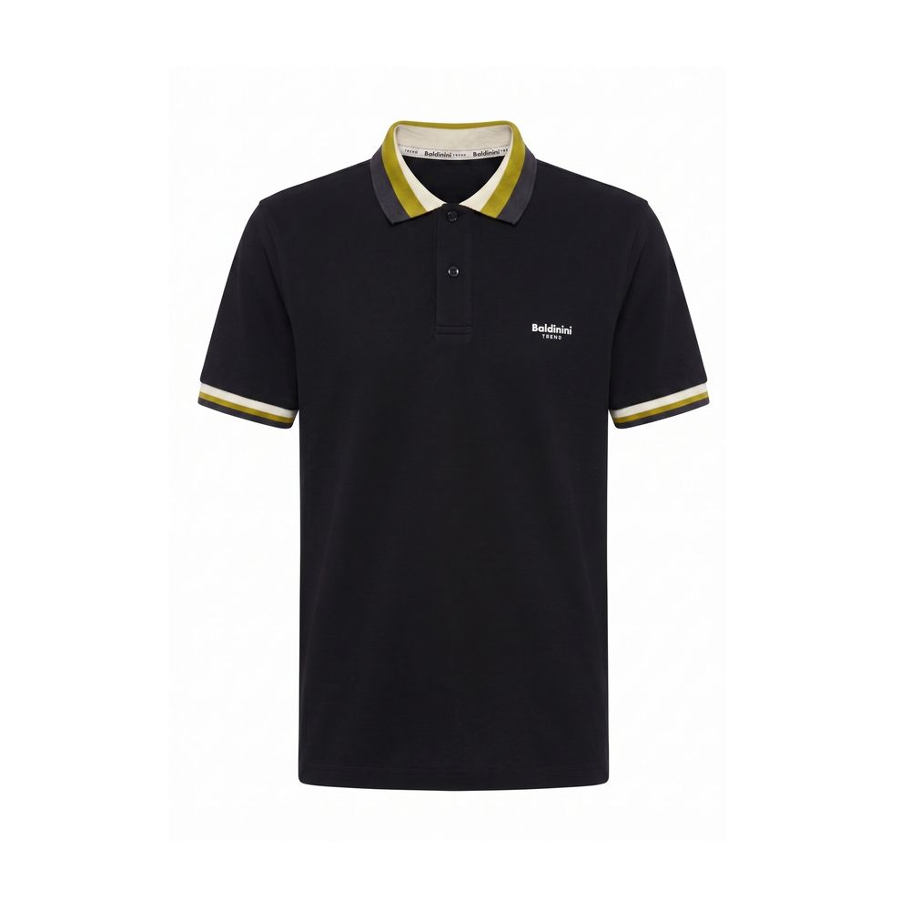 Black Cotton Men Polo-Shirt