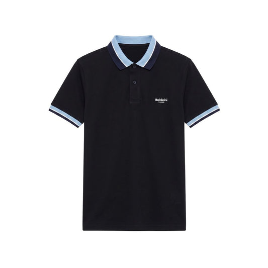 Blue Cotton Men Polo-Shirt