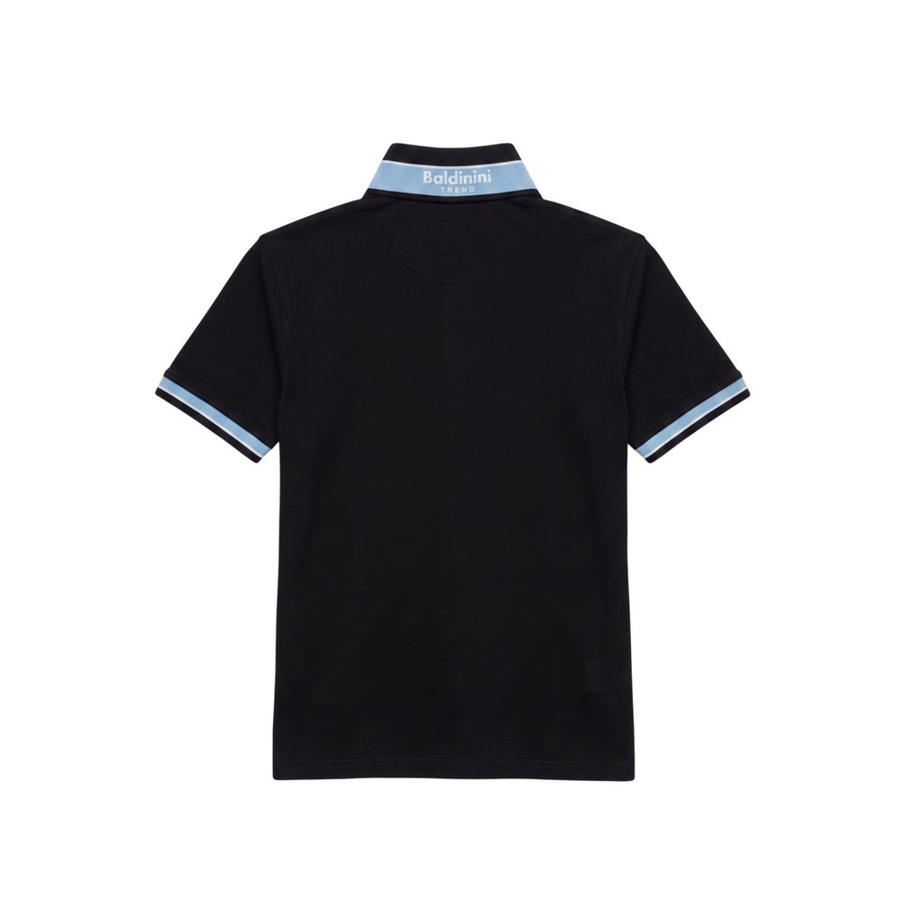 Blue Cotton Men Polo-Shirt