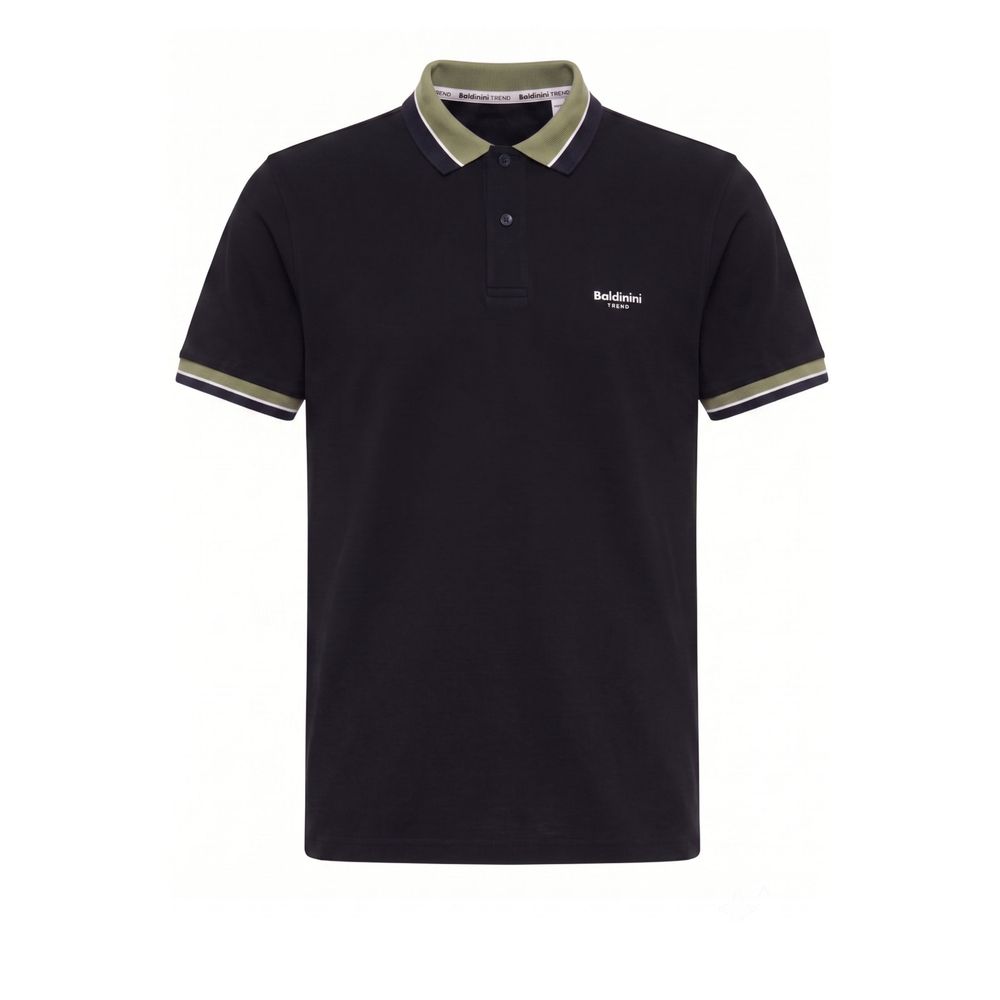 Blue Cotton Men Polo