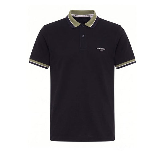 Blue Cotton Men Polo
