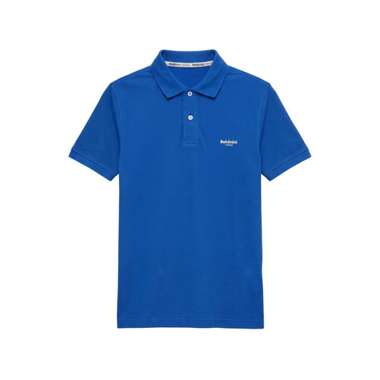 Blue Cotton Men Polo-Shirt