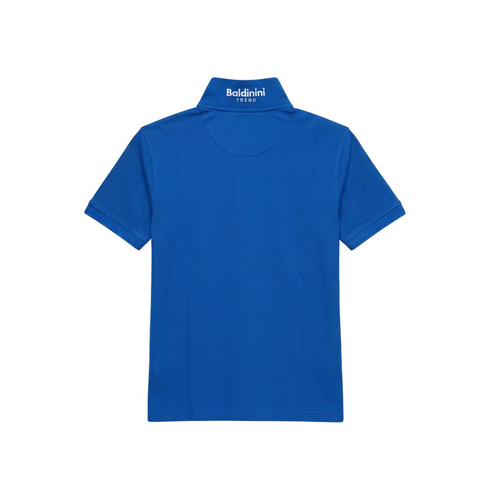 Blue Cotton Men Polo-Shirt