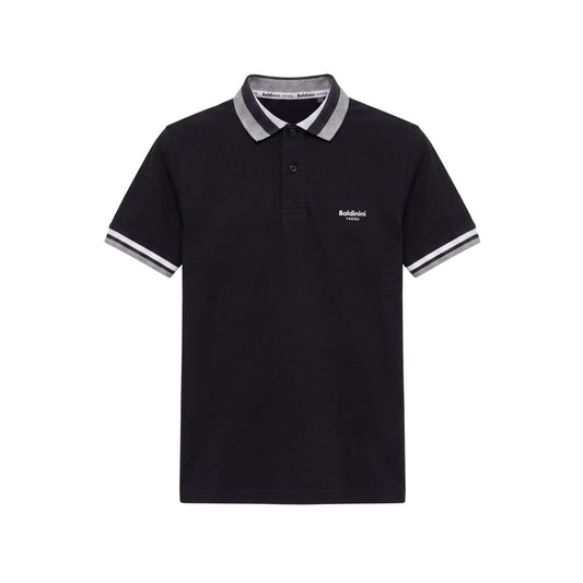 Black Cotton Men Polo