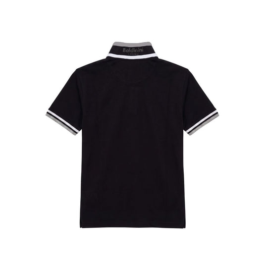 Black Cotton Men Polo