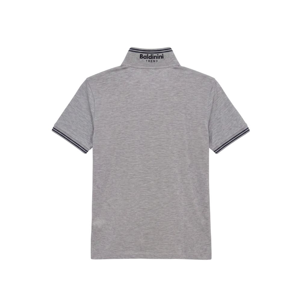 Grey Cotton Men's Polo-Shirt