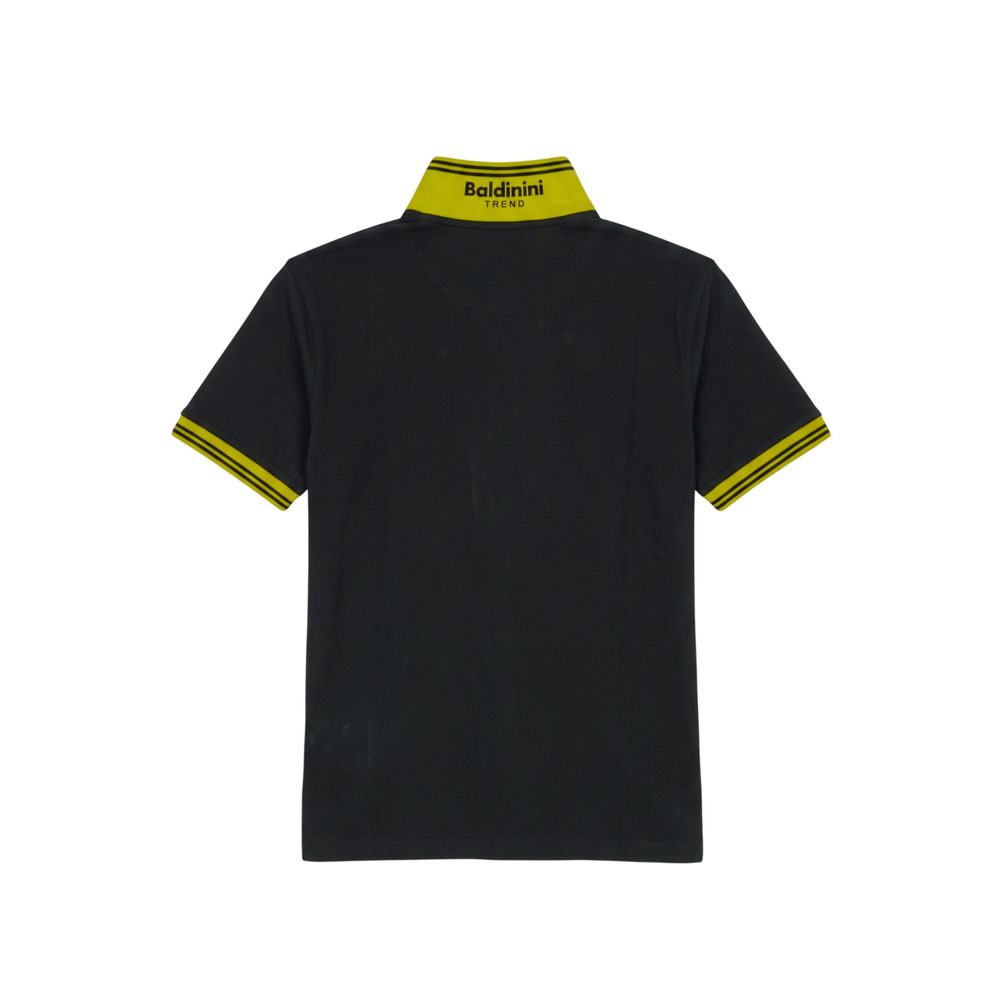 Blue Cotton Men Polo Shirt