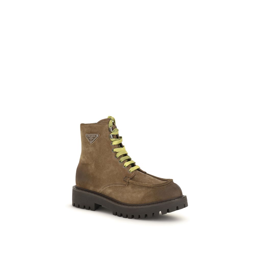Brown Suede Leather Lace-Up Boots