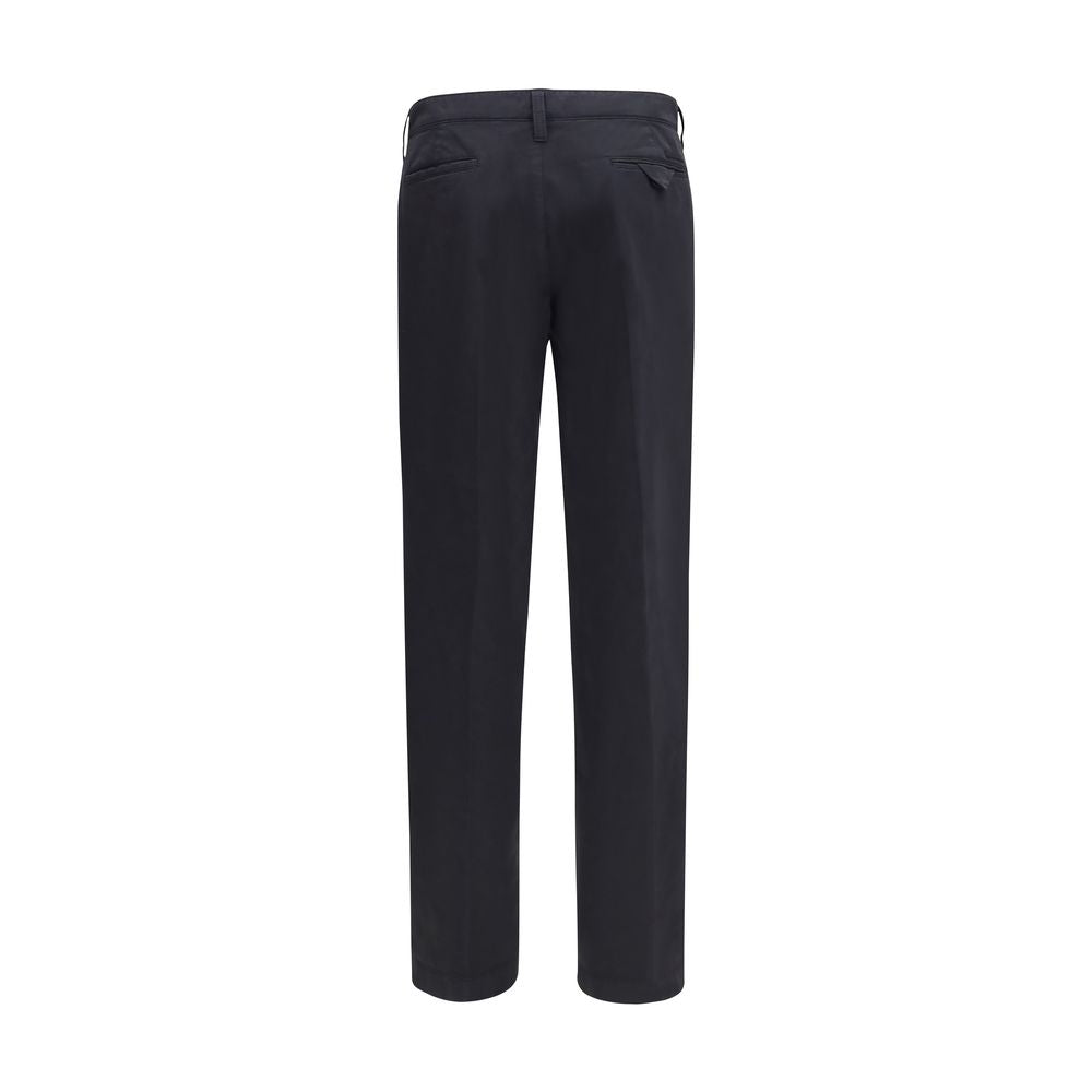 Blue Cotton Casual Pants