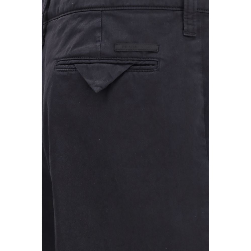 Blue Cotton Casual Pants