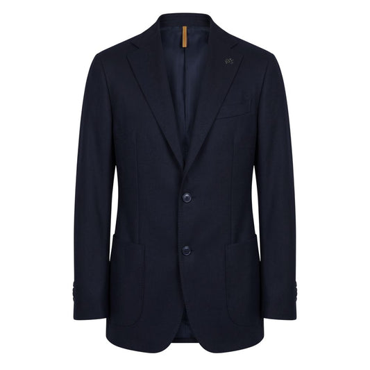 Blue Viscose Men Jacket