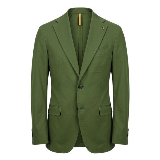 Green Cotton Men Jacket