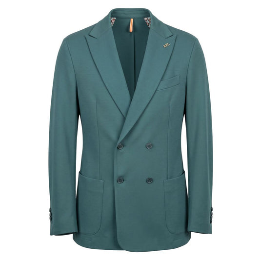 Green Viscose Men Jacket