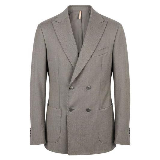 Grey Viscose Men Jacket