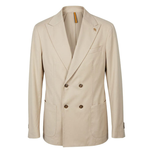 Beige Viscose Men Jacket