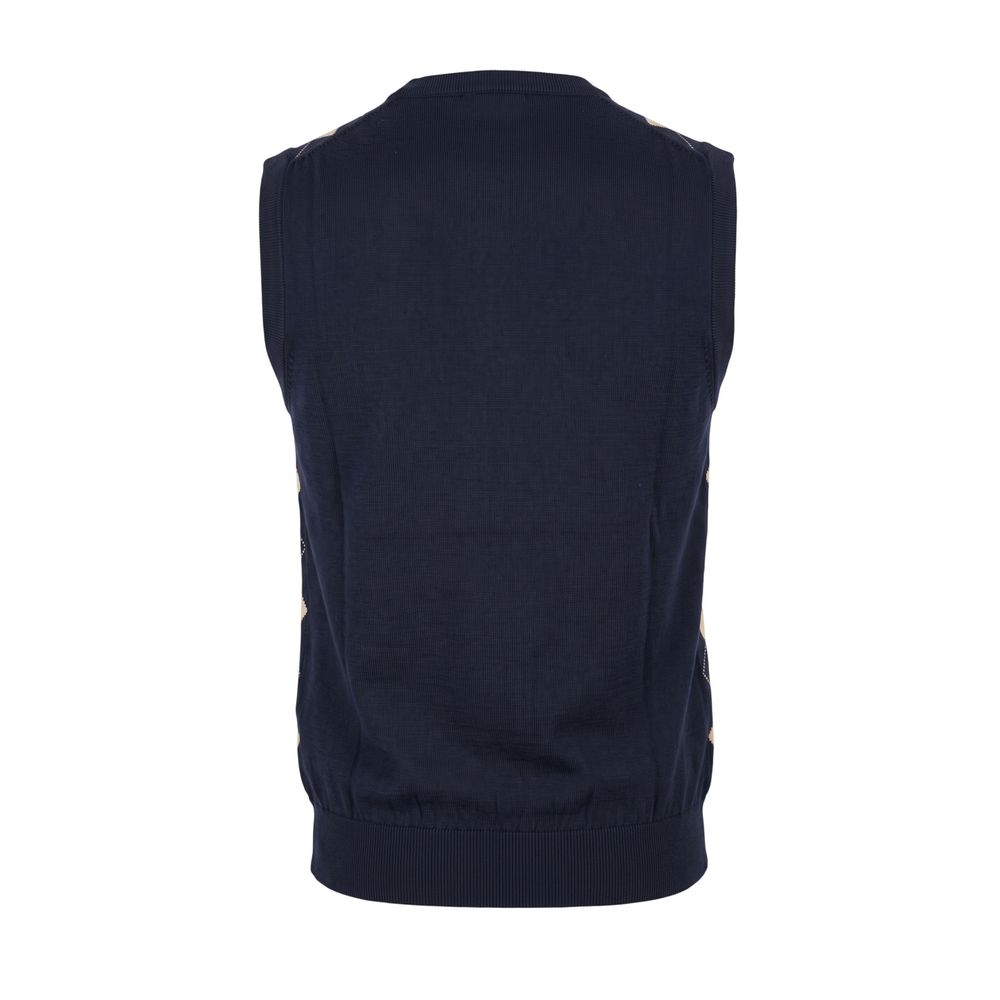 Blue Cotton Men Sweater