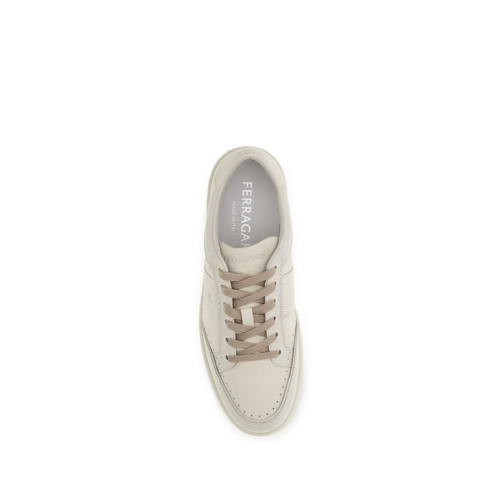 Beige Nubuc Leather Low Top Sneakers
