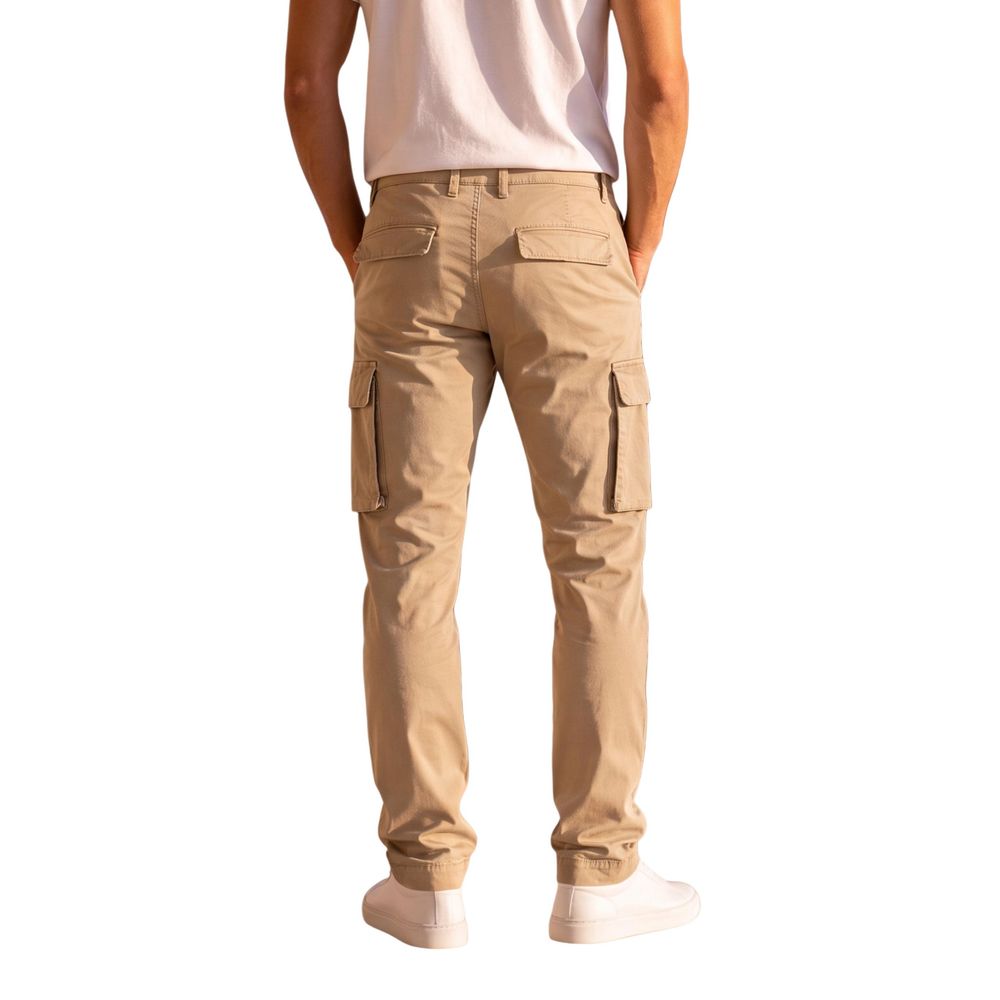 Beige Cotton Cargo Pants