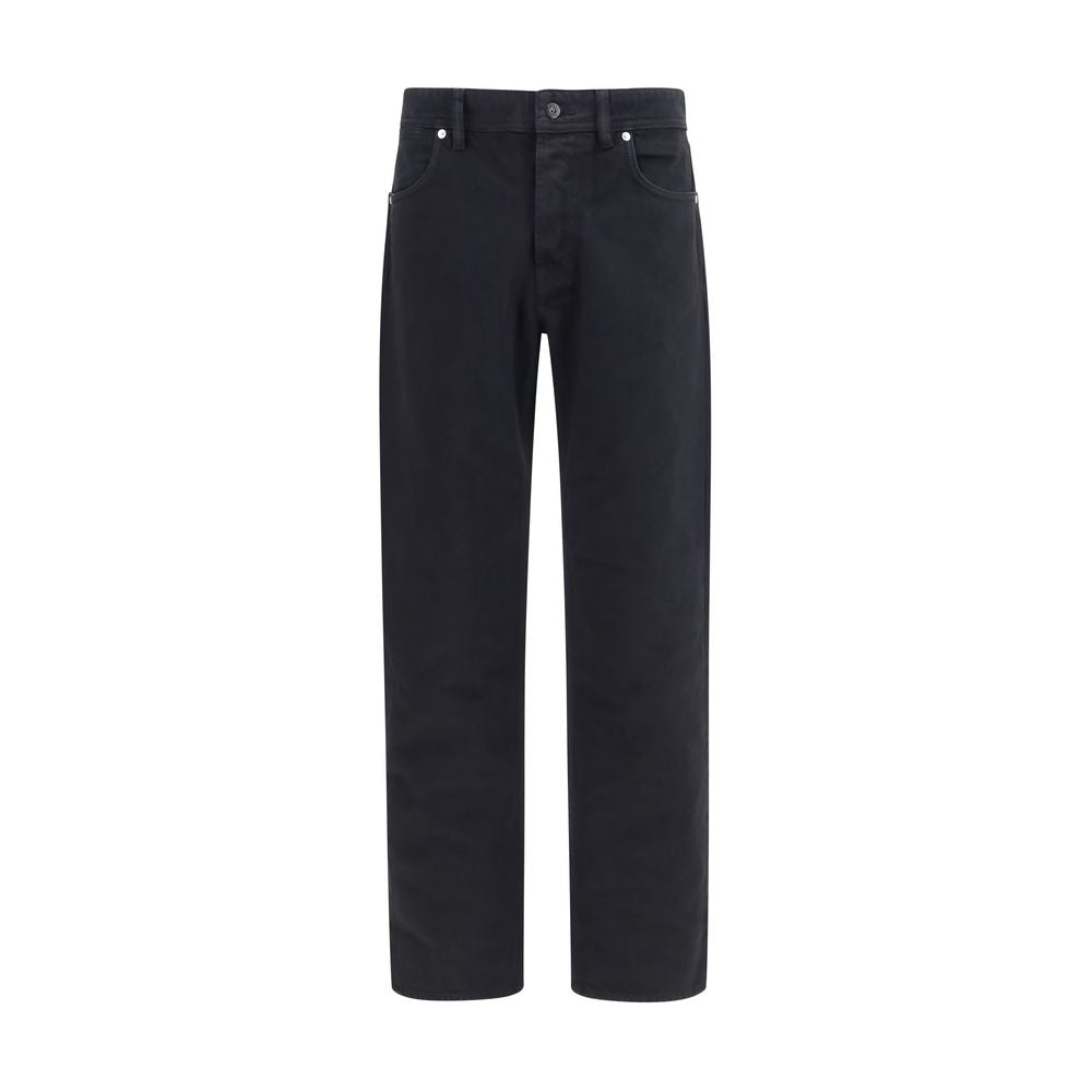 Black Cotton Straight-Leg Jeans