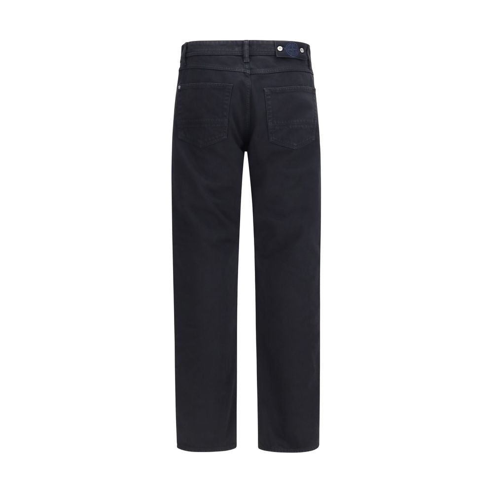 Black Cotton Straight-Leg Jeans