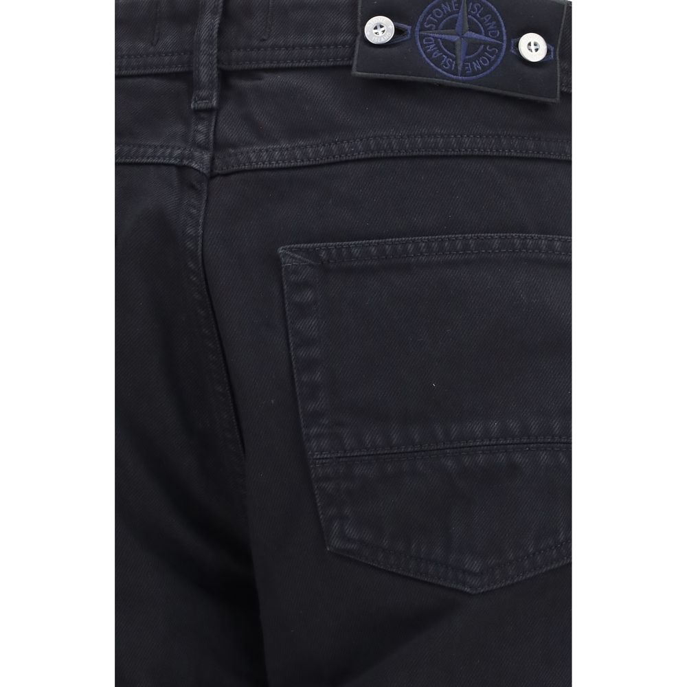 Black Cotton Straight-Leg Jeans