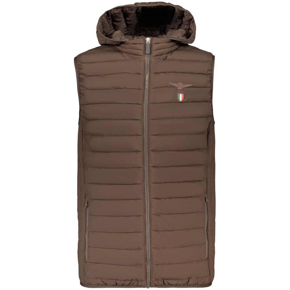Brown Polyester Sleeveless Jacket