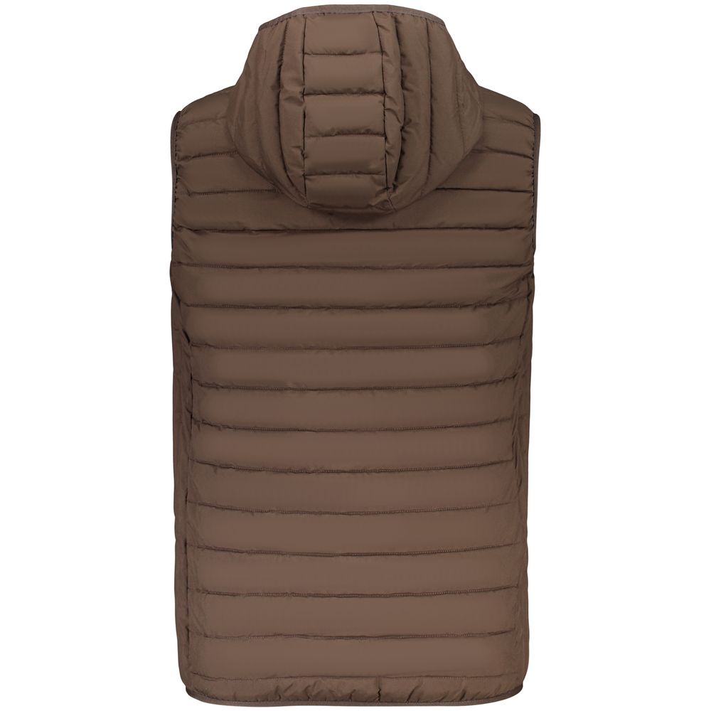 Brown Polyester Sleeveless Jacket