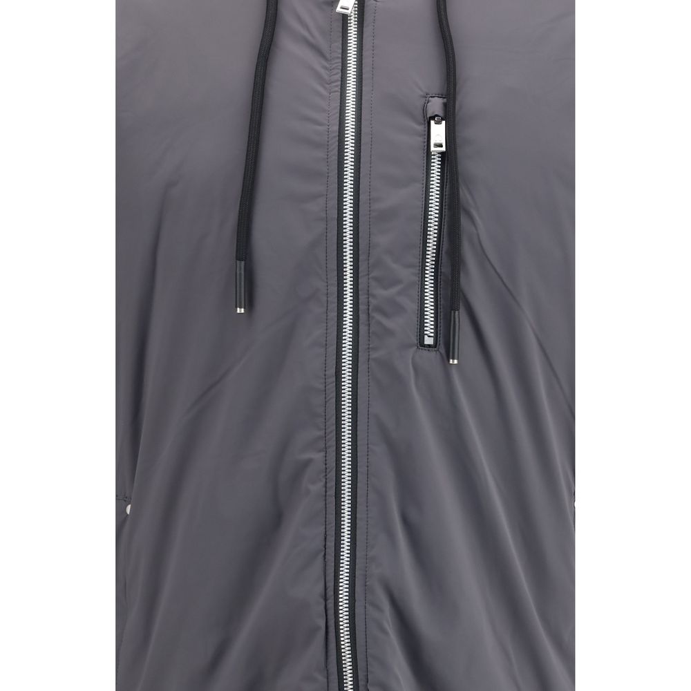 Gray Nylon Full-Length Jacket