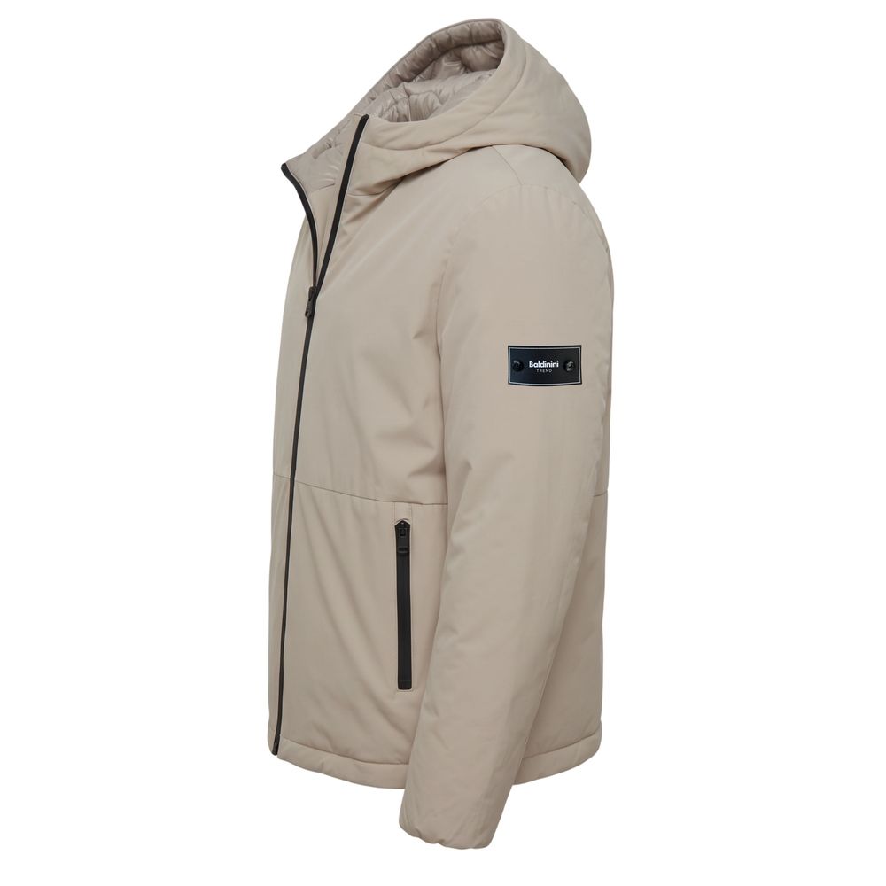 Beige Polyester Men Jacket