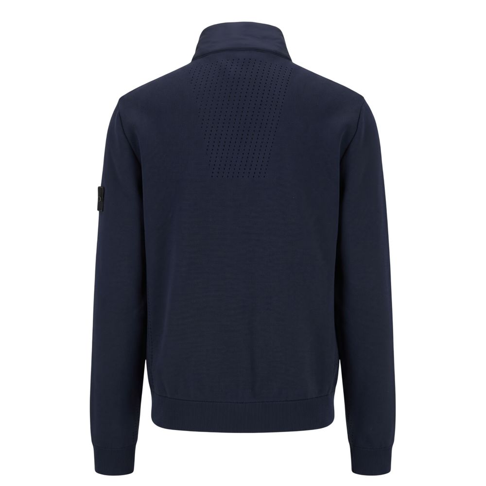 Blue Polyester Men Jacket