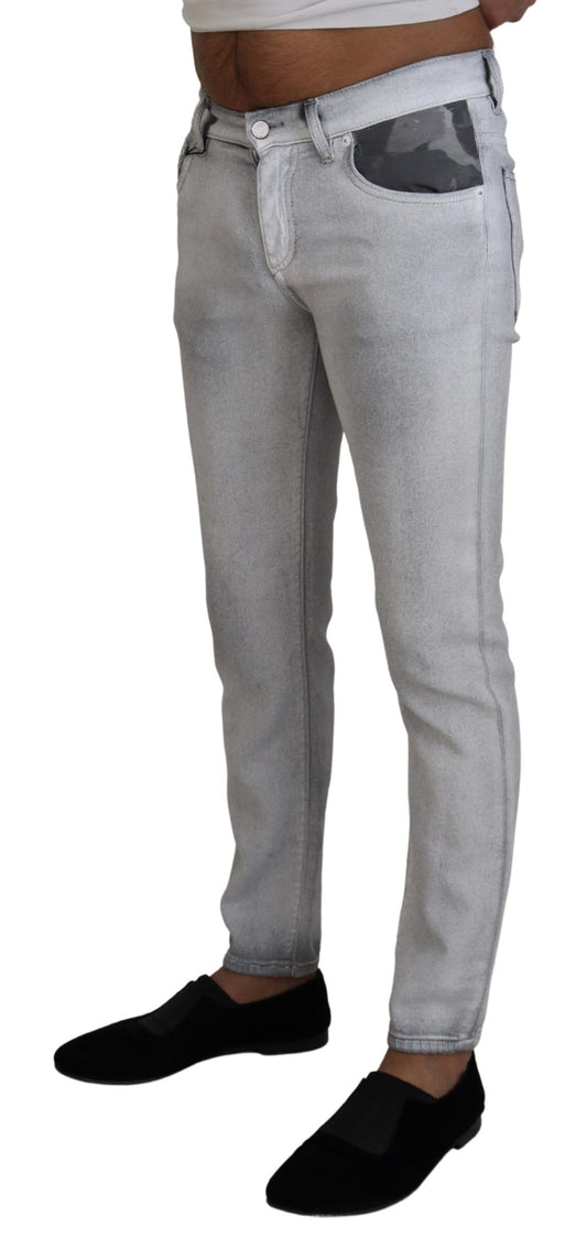 Gray Washed Skinny Men Denim Jeans