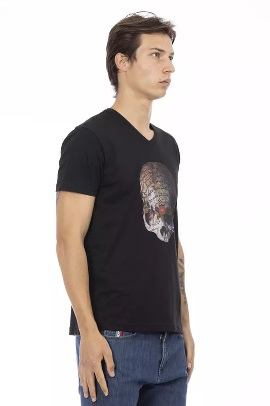Black Cotton Men's V-Neck T-Shirt