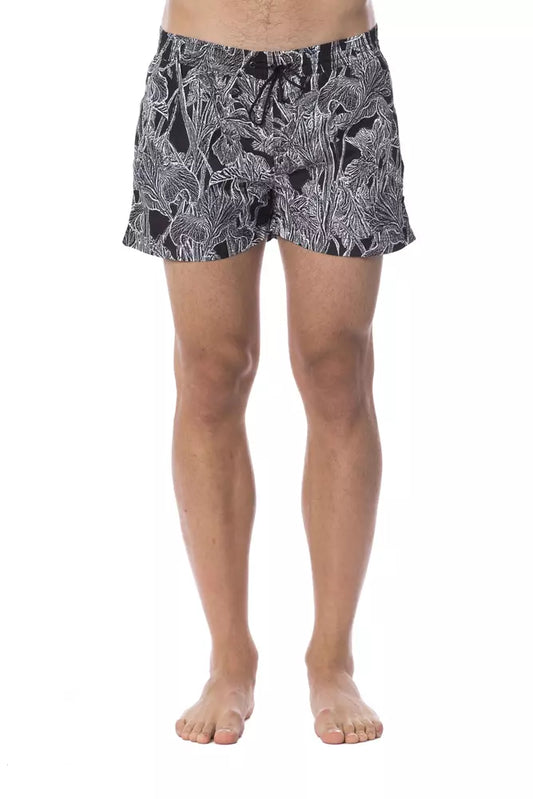 Black Polyester Men Swimsuit