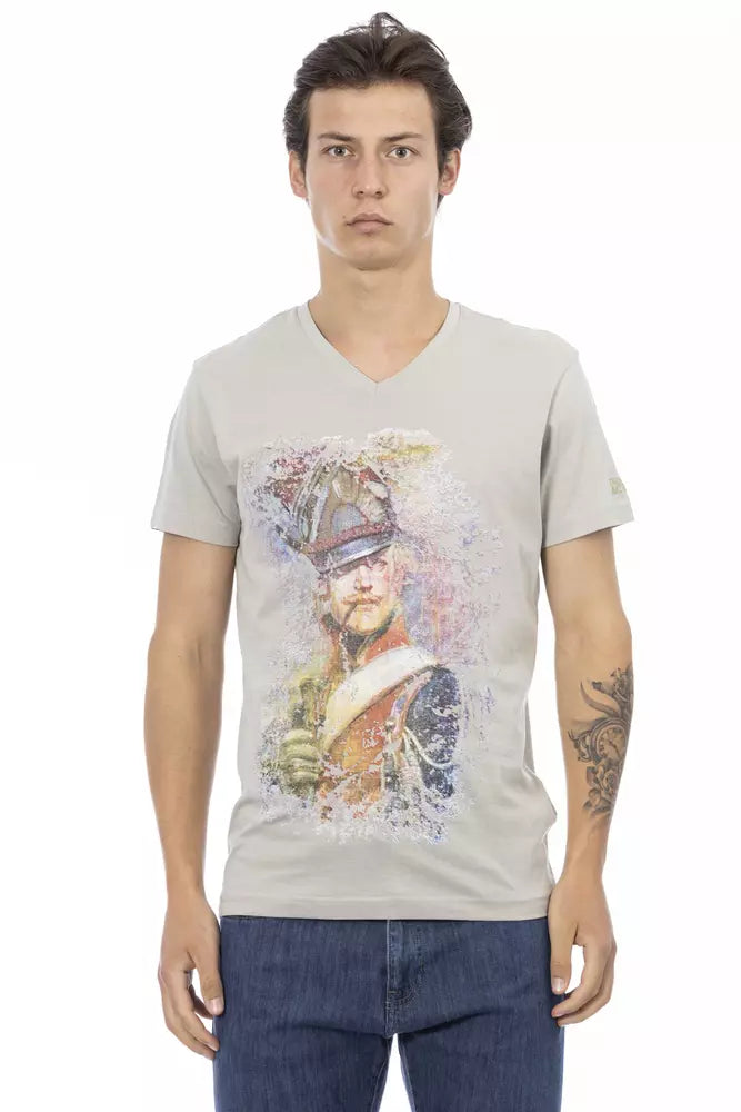 Gray Cotton Men's V-Neck T-Shirt