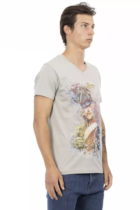 Gray Cotton Men's V-Neck T-Shirt