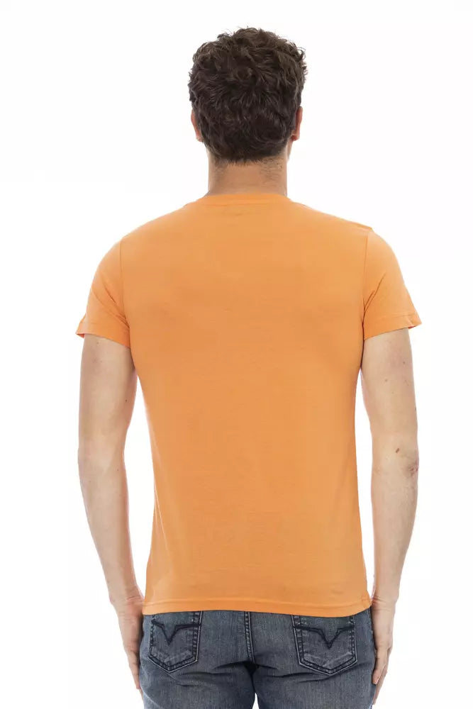 Orange Cotton Men V-Neck T-Shirt