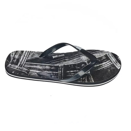 "Black EVA Men's Sandal with Iconic Design Detail"