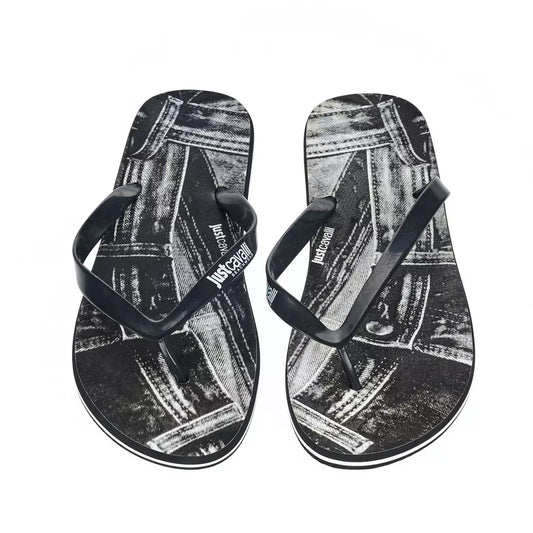 "Black EVA Men's Sandal with Iconic Design Detail"