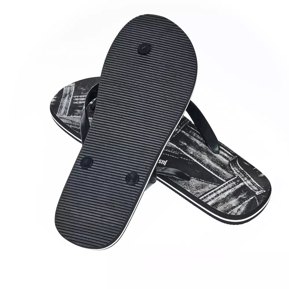"Black EVA Men's Sandal with Iconic Design Detail"