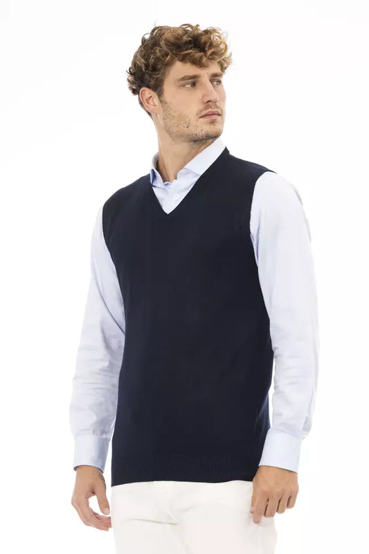 Blue Viscose Men Jacket